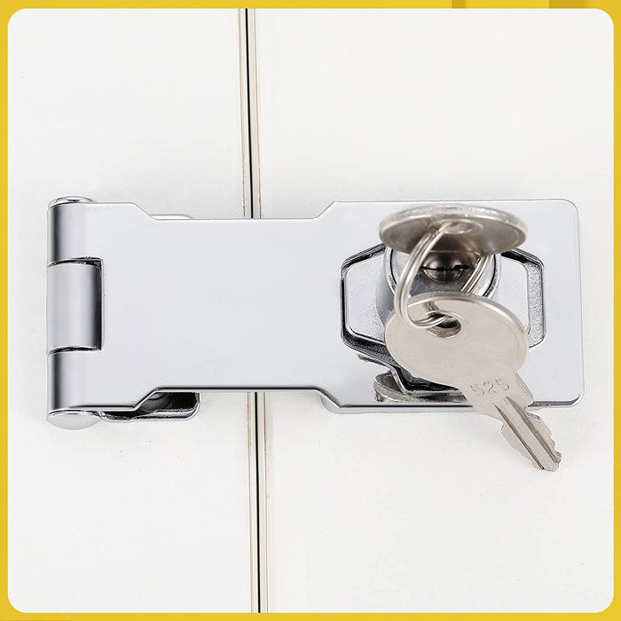 Keyed Hasp Cabinet Door Latch Lock - 2 Pack 2.5 Inch Twist Knob Key Locking  Hasp, Keyed Different Metal Closet Door Locks, Desk Locks for Drawers with
