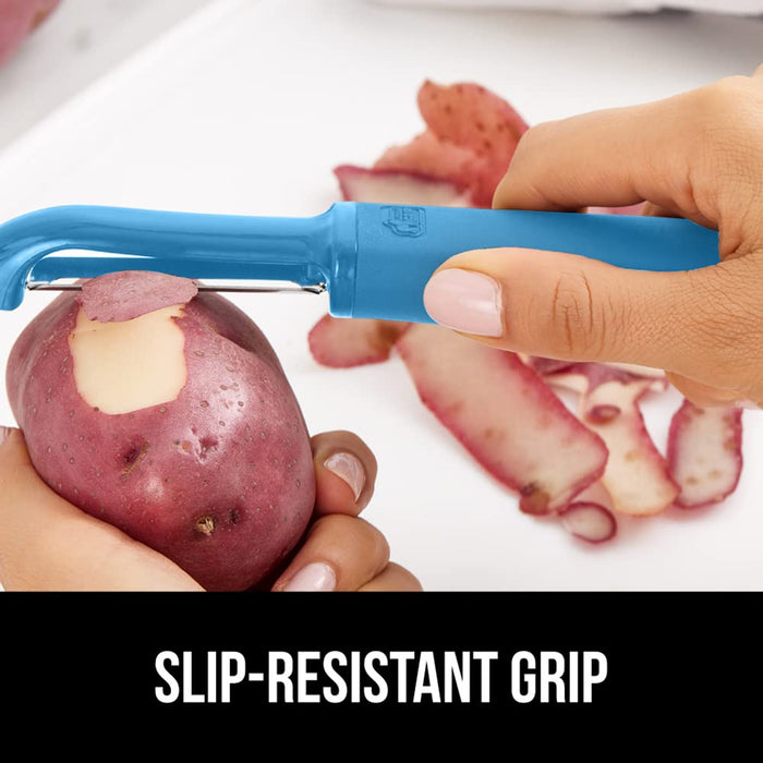 Gorilla Grip Swivel Vegetable Peeler, Sharp Stainless Steel Blades, Comfortable Handle, Dishwasher Safe, Kitchen Food Peelers