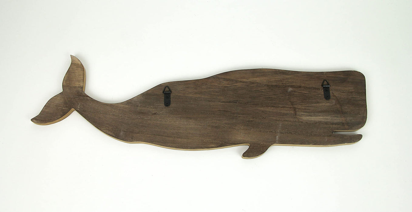 Zeckos 21 Inches Long LeftFacing Distressed Wooden Sperm Whale Wall Plaque with Metal Accents Decorative Ocean Dcor Art