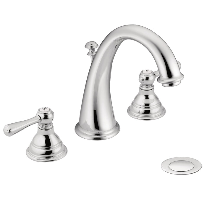 Moen Kingsley Chrome Two-Handle High-Arc Widespread Bathroom Faucet, Valve Sold Separately, T6125