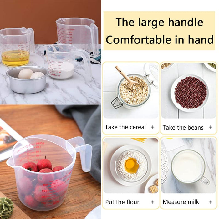 Plastic Measuring Cups Set, 1 2 4 Cup Capacity with Ounce Measurement, BPA  Free Liquid Measuring Cups with Spout for Kitchen Cooking Baking, 3-Piece
