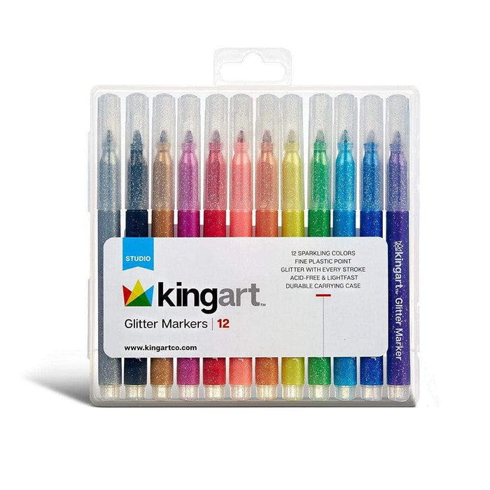 KINGART GLITTER MARKERS 12 Sparkling Colors with Gold & Silver, Non-To —  CHIMIYA