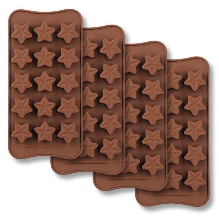 homEdge Truffle Mold, Set of 4 Packs Food Grade Non-Stick Silicone Jelly Chocolate Candy Ice Molds, Brown