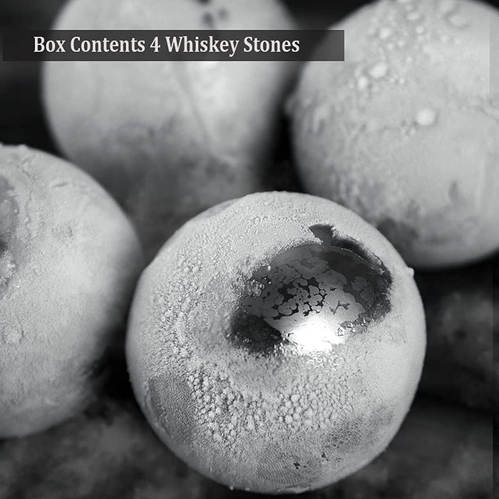 Ecentaur Whiskey Stones Stainless Steel Ice Cube Metal Reusable Balls 2.2" Chilling Stones for Drinks Set of 4