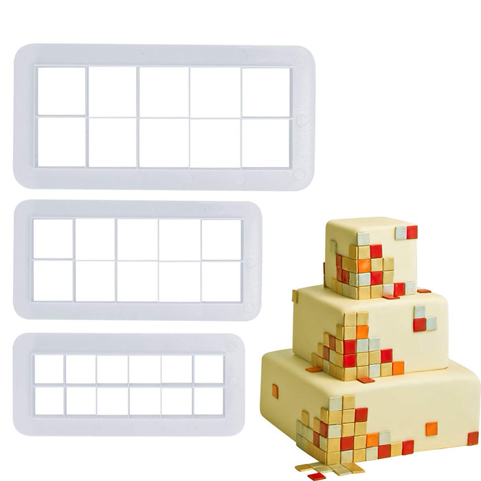 Mity Rain Square Cookie Cutter - Geometric Multicutter-Square Cake Fondant Cutter - 3 Size,Square Biscuit Cutters,Novel Creative