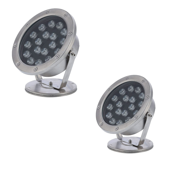 2PCS LED Diving Light, Underwater LED Light, IP68 Waterproof Pond Lighting, Stainless Steel Color Landscape Lights, Lawn Path Terrace Balcony Illumination Decoration ( Color : Warm White , Size : 18w(