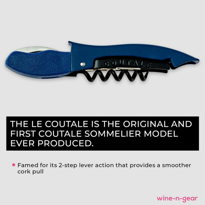 Le Coutale Waiters Corkscrew by Coutale Sommelier - Blue - Two-Step Lever Action for Smooth Cork Pull - Wine Bottle Opener