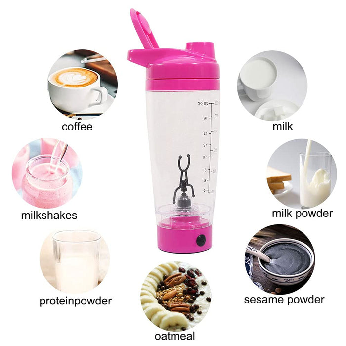 Self mixing mug Electric Protein Shaker Bottle, Protein Shaker Cup, 380ML  High-Torque Battery-Powered Blender Shake Bottle,Portable,Self-Stirring Mug  for Various Powder (White) 