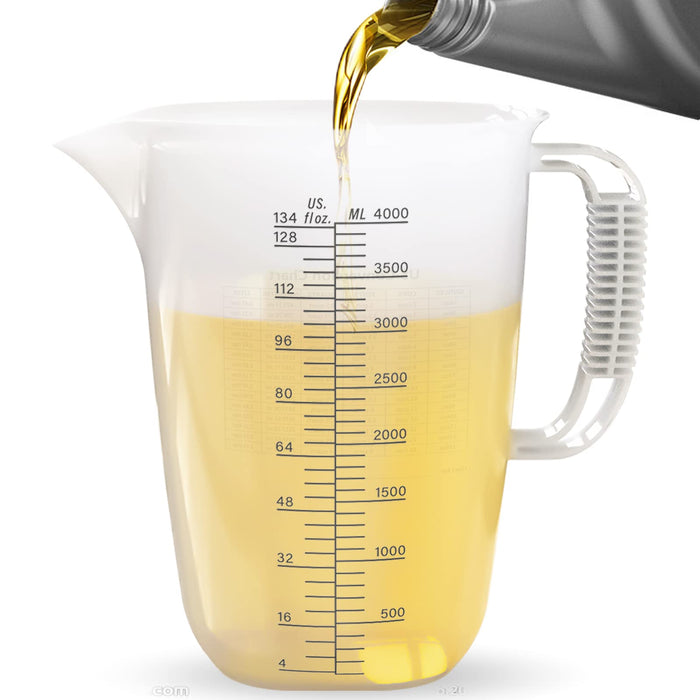 1 Gallon Measuring Pitcher-Convenient Conversion Chart,134oz Extra Large  Plastic Measuring Cup-Strong Food Grade Material,Graduated Mixing Pitcher