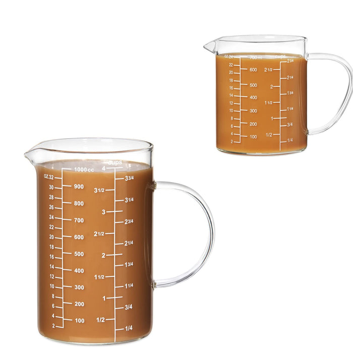 77L Glass Measuring Cup, [Insulated handle, V-Shaped Spout], High