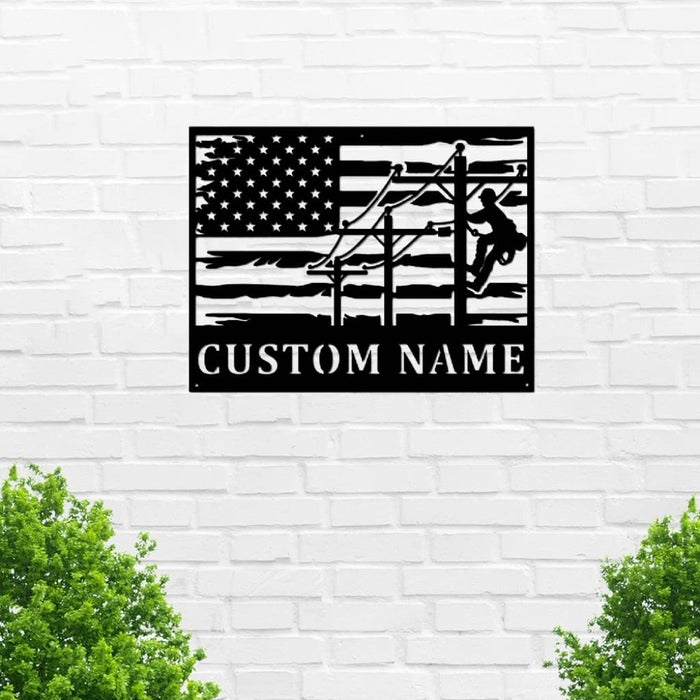 VVEDESIGN Custom Lineman Metal Wall Sign Personalized Lineman Metal Wall Art Lineman Metal Wall Decor Horizontal Wall Decor