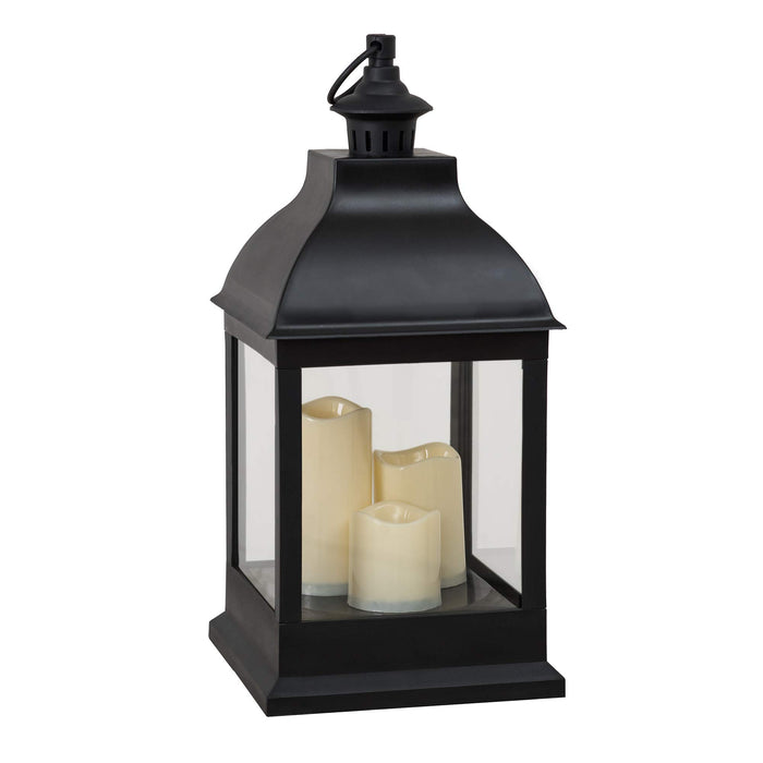 Sunjoy 20 Candle Lantern with LED Pillar Candle, Classic Outdoor Hanging Battery Powered Lantern Decorative Indoor Flameless Cand