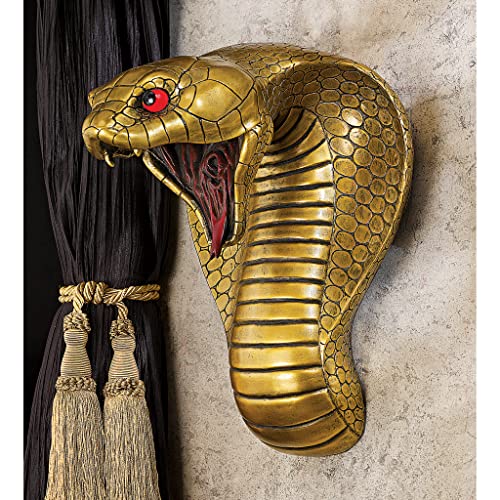 Design Toscano  CL5943 Egyptian Cobra Snake Goddess Wall Sculpture, 16 Inch, Faux Gold