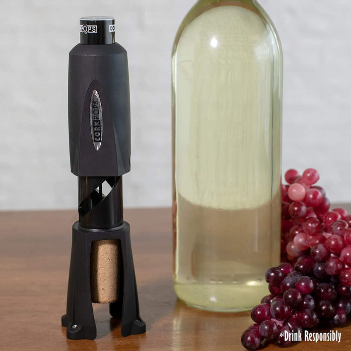 Cork Pops Legacy Wine Bottle Opener with 3 Refill Cartridges (Black)