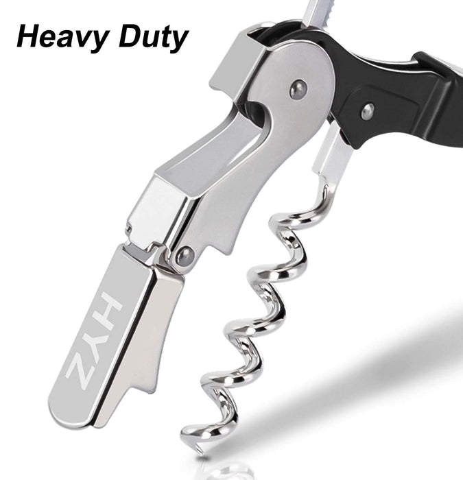 HYZ Heavy Duty Chrome Waiter Corkscrew Wine Opener with Foil Cutter, Professional 2Pack Wine Key for Bartenders and Waiter