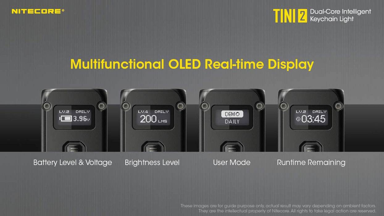 NITECORE TINI 2 Dual LED Rechargeable Keychain Light - 500 Lumen (Black)