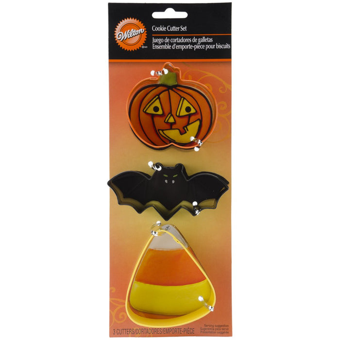 Wilton Bat Candy Corn Pumpkin Metal Cookie Cutter Set