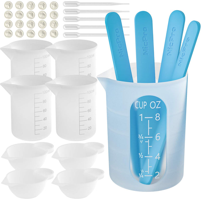 7 Pieces Large Silicone Measuring Cups 700ml and 100ml Resin