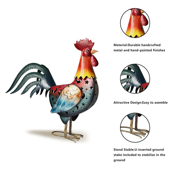  LIFFY Outdoor Rooster Decor, Solar Lights Rooster Metal Garden  Yard Art, Chicken Decoration for Home Patio Lawn Backyard Farmhouse  Kitchen, 18 inch : Patio, Lawn & Garden