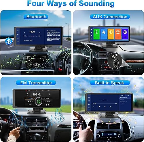 Carplay Screen For Car, 10.26 Portable Car Touch Screen For Carplayandroid Auto, Wireless Car Stereo Car Audio Receivers