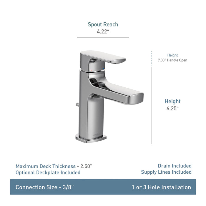 Moen Rizon Brushed Nickel One-Handle Low-Arc Bathroom Faucet with Drain Assembly, 6900BN