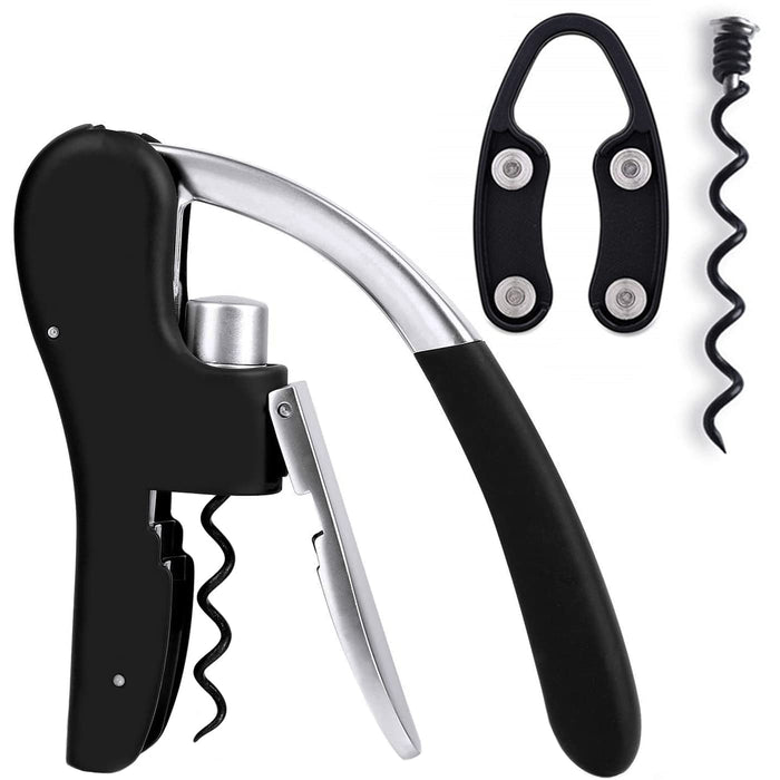 KEISSCO Wine Bottle Opener Manual Vertical Lever Corkscrew with Foil Cutter and Extra Spiral