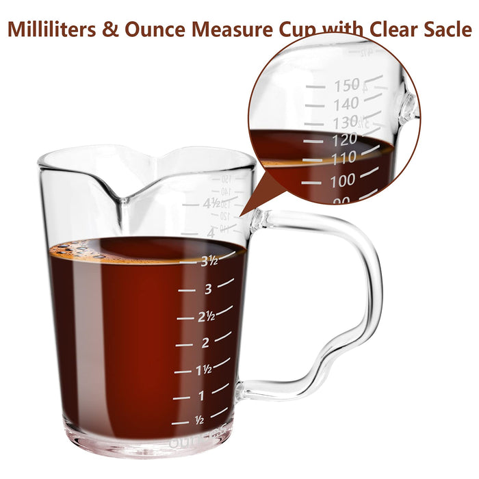 4.5oz Ounce Glass Measuring Cup Double Spouts Espresso Cup Measuring S —  CHIMIYA