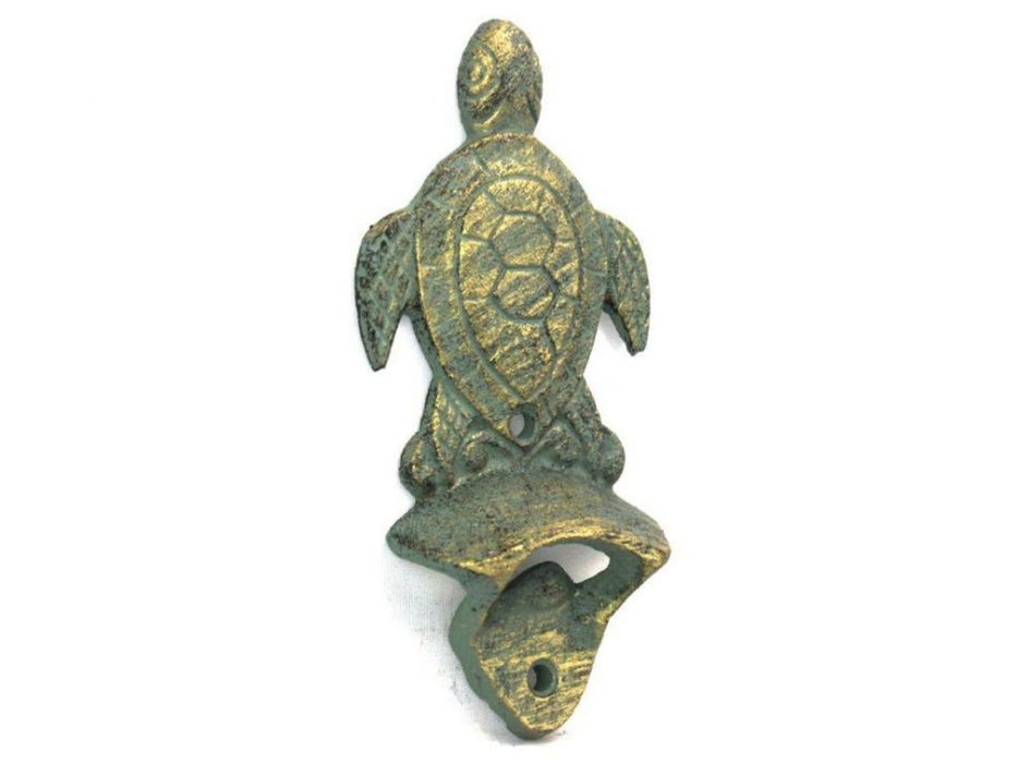 Hampton Nautical Antique Bronze Wall Mounted Turtle Bottle Opener 6"-Vintage Cast Iron Decor-Sea Life