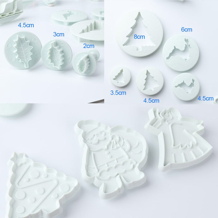 ilauke 25Pcs Christmas Cookie Cutters, Cookie Cutters Holiday Pastry Fondant Stampers Tool - Snowflake, Leaves, Santa Claus