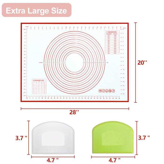Extra Large 20 x 28 Non Stick Silicone Baking Mat with Measurements