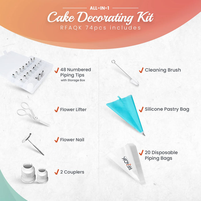 RFAQK 700PCs Cake Decorating Supplies Kit with Baking Supplies- Cake  Decorating Tools with Springform Pans, Cake Leveler, Turntable, Numbered  Piping Tips, Icing Spatulas, Fondant Tools and More : Home & Kitchen -  Amazon.com