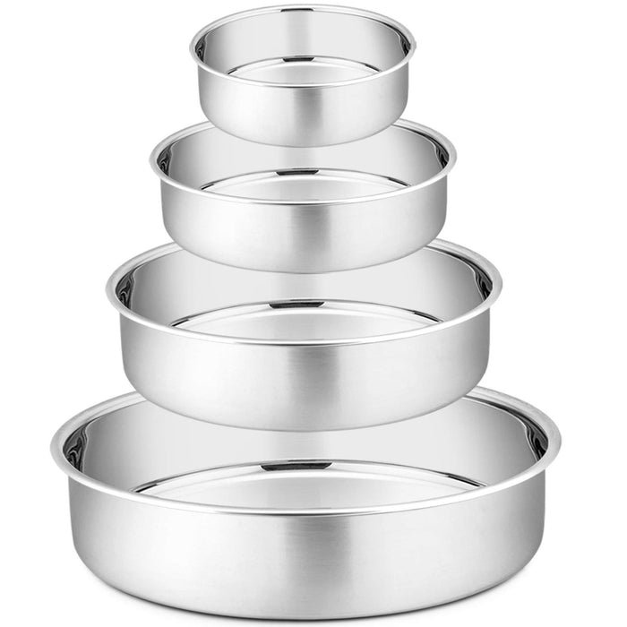 8 Inch Round Cake Pan Set, P&P CHEF 3 Piece Non-Stick Cake Baking Pans for  Birthday Wedding Layer Cakes, Stainless Steel Core & One-piece Design
