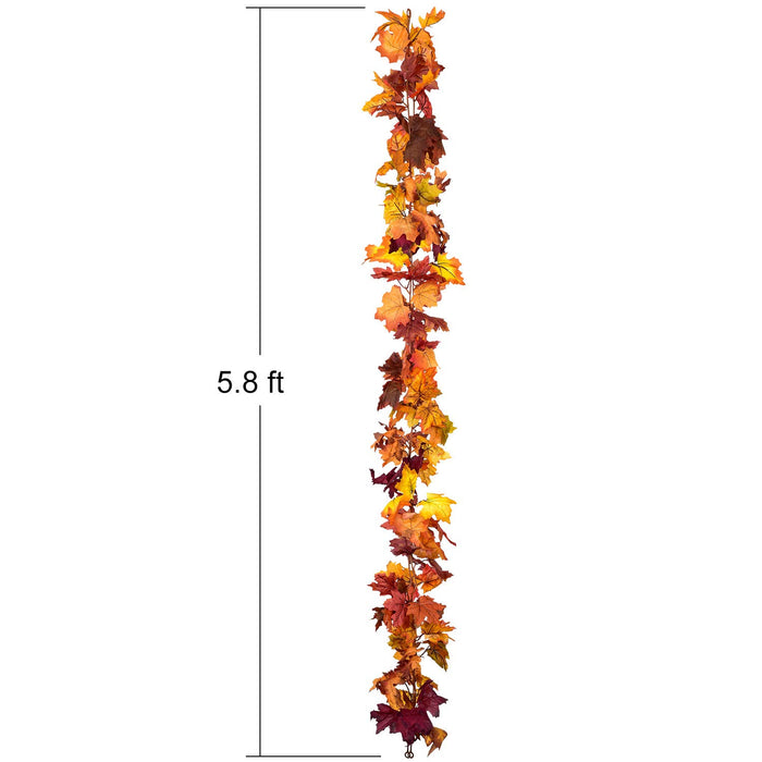 DearHouse 2 Pack Fall Garland Maple Leaf, 5.9Ft/Piece Hanging Vine Garland Artificial Autumn Garland Thanksgiving Decor for Home Wedding Fireplace Party Christmas