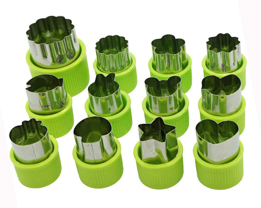 Cofe-BY DIY Veggies Cutter set 12pcs, Flower Star Animals Shapes Mini Fruit Cutters Decorating Kits for Cookies Fondant Cake
