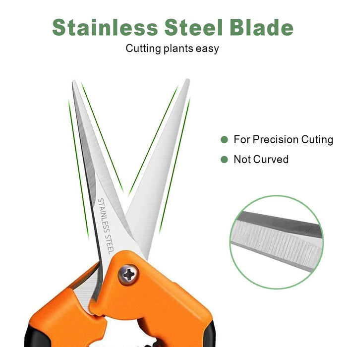 VIVOSUN 6.5 Inch Gardening Scissors Hand Pruner Pruning Shear with Straight  Stainless Steel Blades Orange 2-Pack