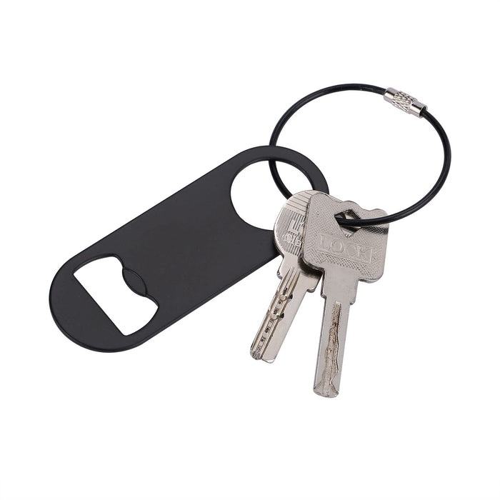 5 PACK Stainless Steel Flat Bottle Opener with Keychain- Bar Key-Beer Bottle Opener for Kitchen, Bar or Restaurant（Black）