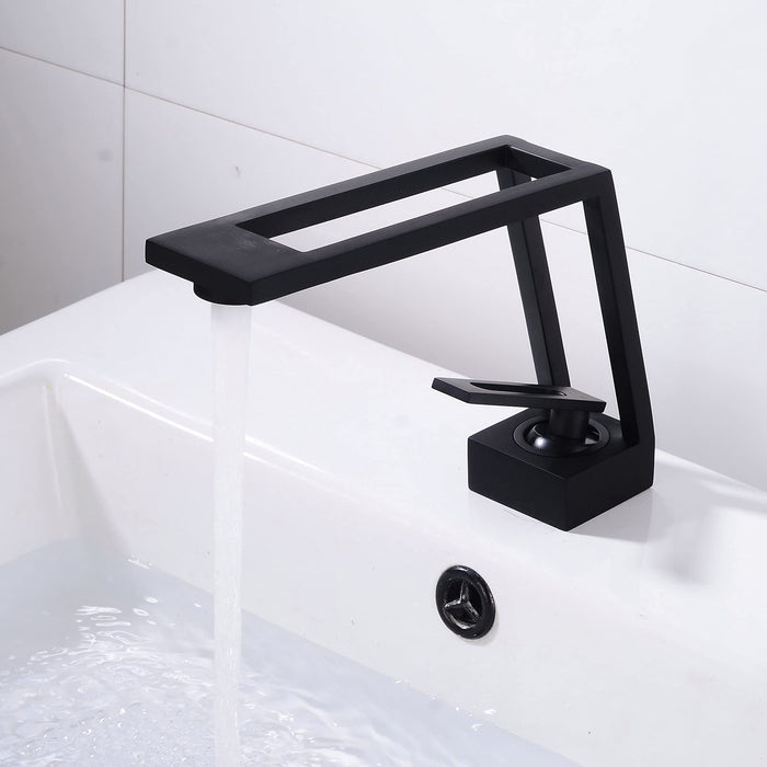 Matte Black Bathroom Sink Faucet, Bathroom Black Faucet Single Hole Vanity Faucet, Brass