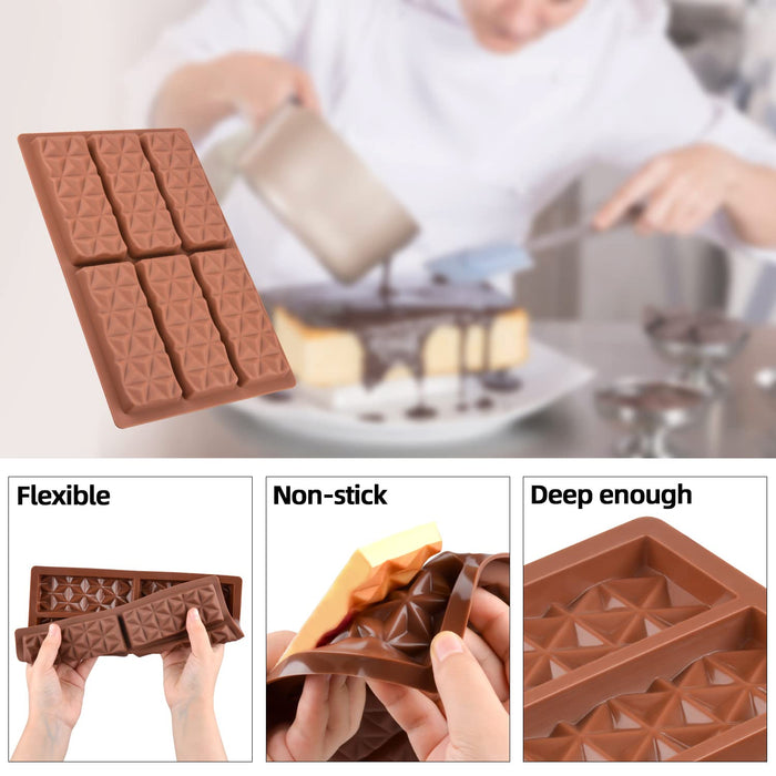 Break Apart Chocolate Molds for Protein and Engery Bar Chocolate Candy Bar  Mold With 6 Holes Rectangle Shape Set of 2