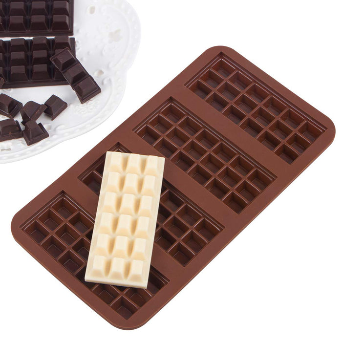 Webake Chocolate Bar Mold Silicone Break-Apart Candy Molds for 1 Ounce Chocolate Chunk Protein Energy Bar Candy Bar, Food Grade, Easy Release Candy Molds Baking Pan, Pack of 2