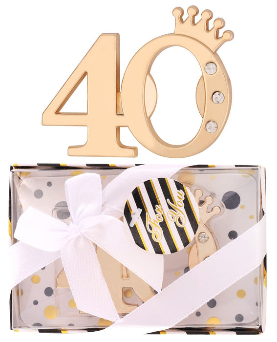 12 Pack 40th Birthday Party Favors Bottle Opener-Black and Gold 40th Birthday/Anniversary Party Souvenir Keepsake for Guest