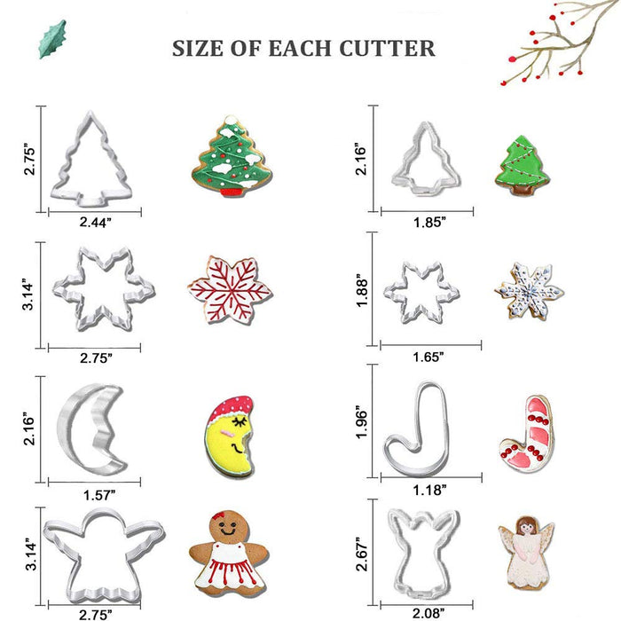 Holiday Cookie Cutters Set - Winter Popular Metal Cookie Cutter Including Christmas Tree, Snowflake, Moon, Angel