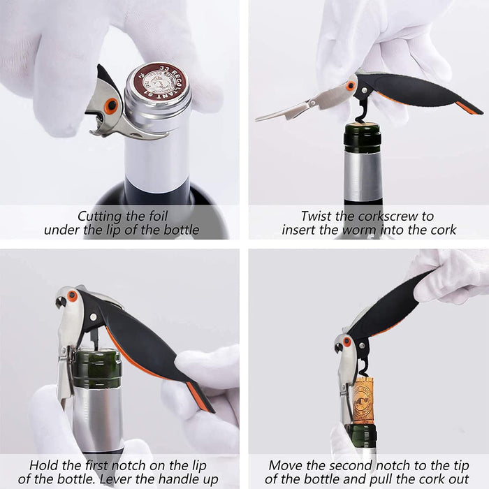 Waiters Corkscrew Heavy Duty Stainless Steel with Foil Cutter Professional Wine Bottle Opener Wine Key for Restaurant Waiters Som