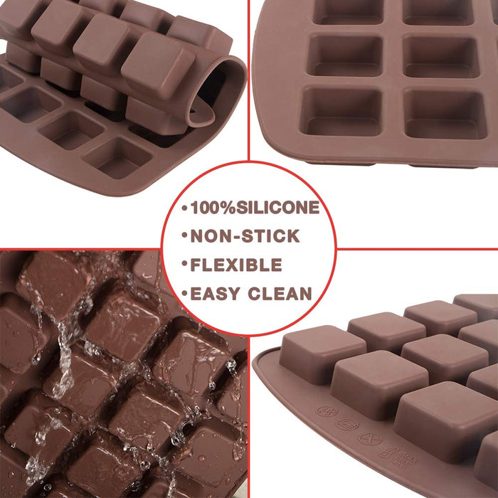 Webake Mini Brownie Pan Square Silicone Baking Mold for Keto Fat Bomb, Chocolate, Peanut Butter, Blondie