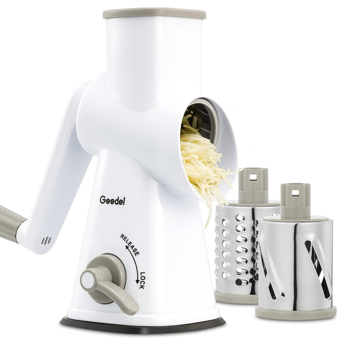 Rotary Cheese Grater, Mandoline Vegetable Slicer with 3 Detachable