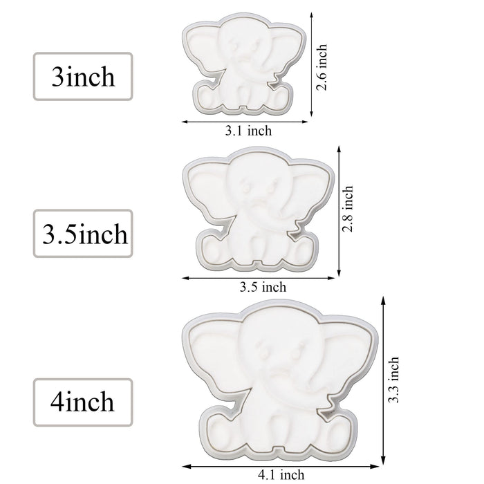 Mostop 3D Cookie Cutter with Elephant Stampers Baby Shower Cake Mold Fondant Decorating Tools DIY Mold for Sugar Craft Baking