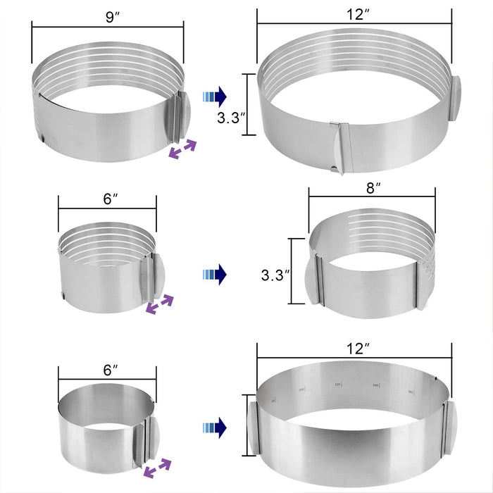 CALIFORNIA CADE ELECTRONIC Cake Mold-Cake Ring-Adjustable Round Stainless  Steel 6 to 12 Inch Cake Mold - Cake Baking Supplies