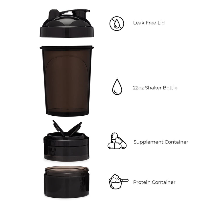Hydro2Go 16 OZ Protein Shaker Bottle with Mixer Ball and 2
