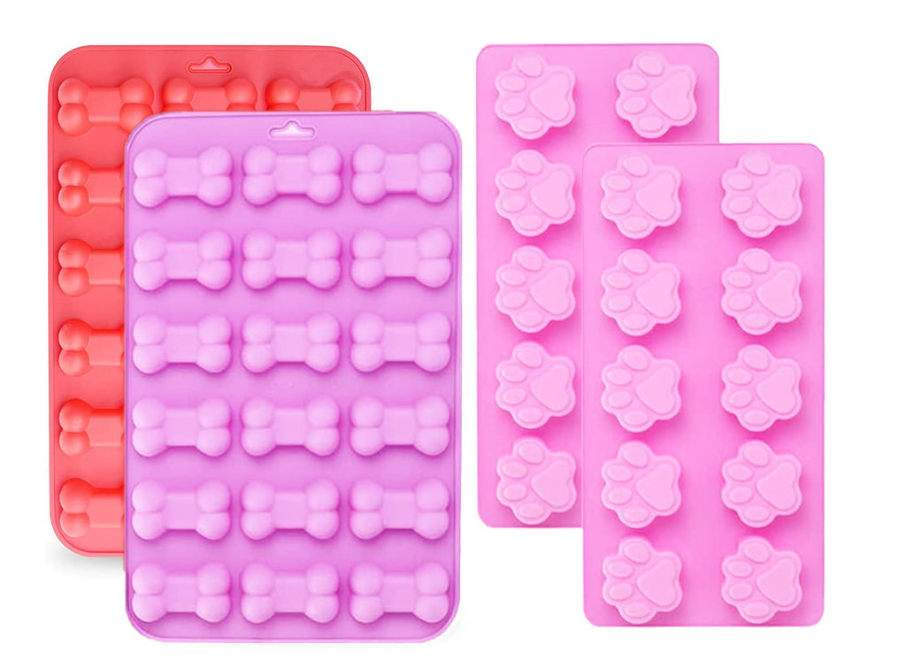  Paw and Bone Candy Molds Silicone - 2Pcs Dog Treat Molds for  Chocolate Candy Silicone Molds for Baking Puppy Ice Cube Shapes - Blue and  Pink Dog Bone Cake Pan Paw