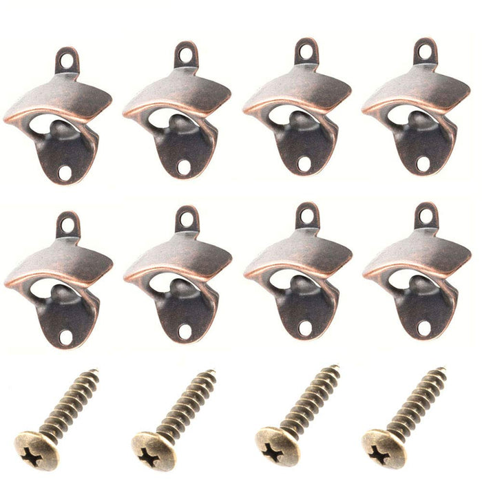8pcs Wall Mount Bottle Opener with Mounting Screws for bars, cabin, game room, KTV, hotels, kitchen, club house or man cave