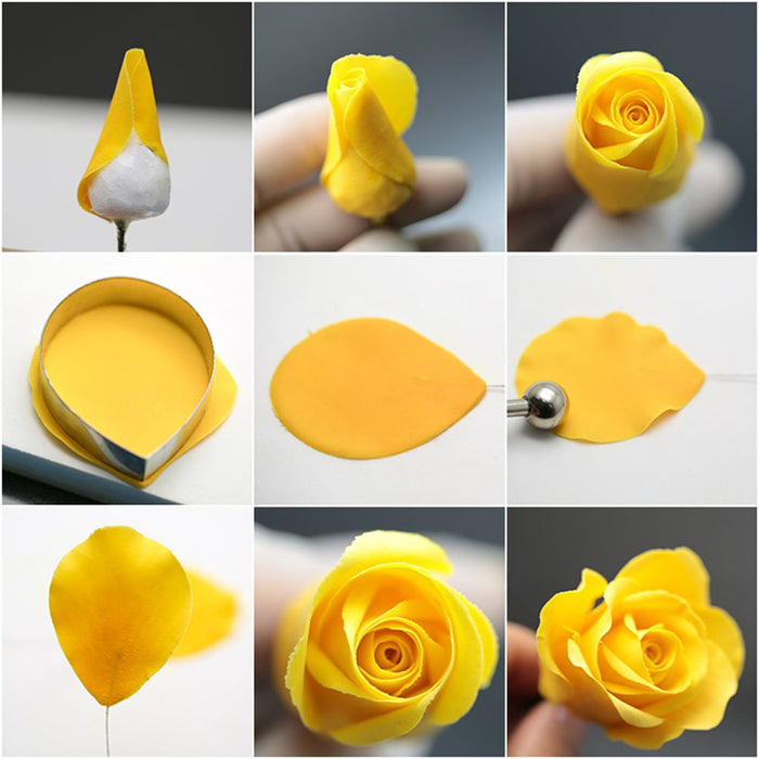 10 pcs Austin Rose Cutter Set Fondant Decor Kit Cake Decorating Gumpaste Flowers
